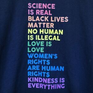 OEKO-Tex Science is real - Kindness - Equity long sleeve Navy Tee XXL